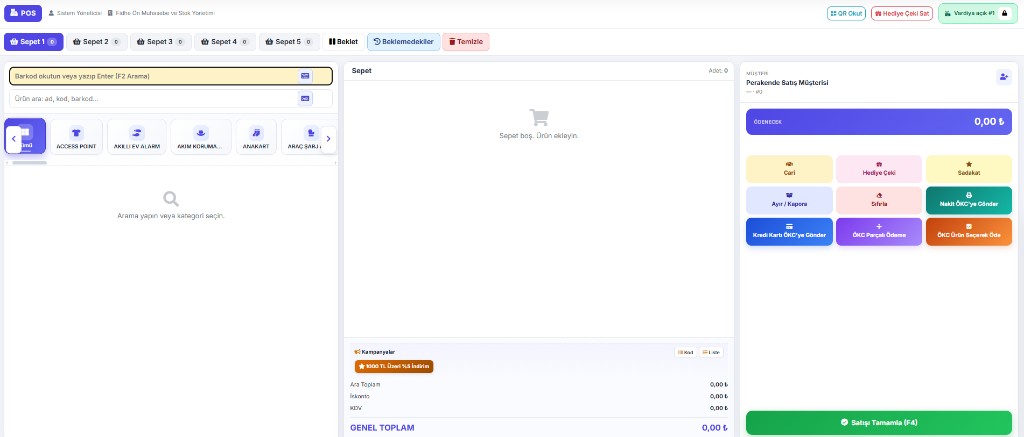 Fidhe Hızlı Satış / Perakende POS ekranı